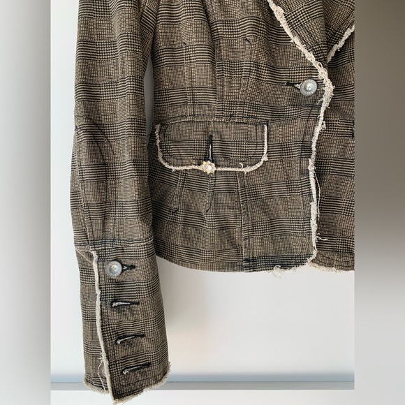 Plaid Raw Hem Blazer - Picture 2 of 4